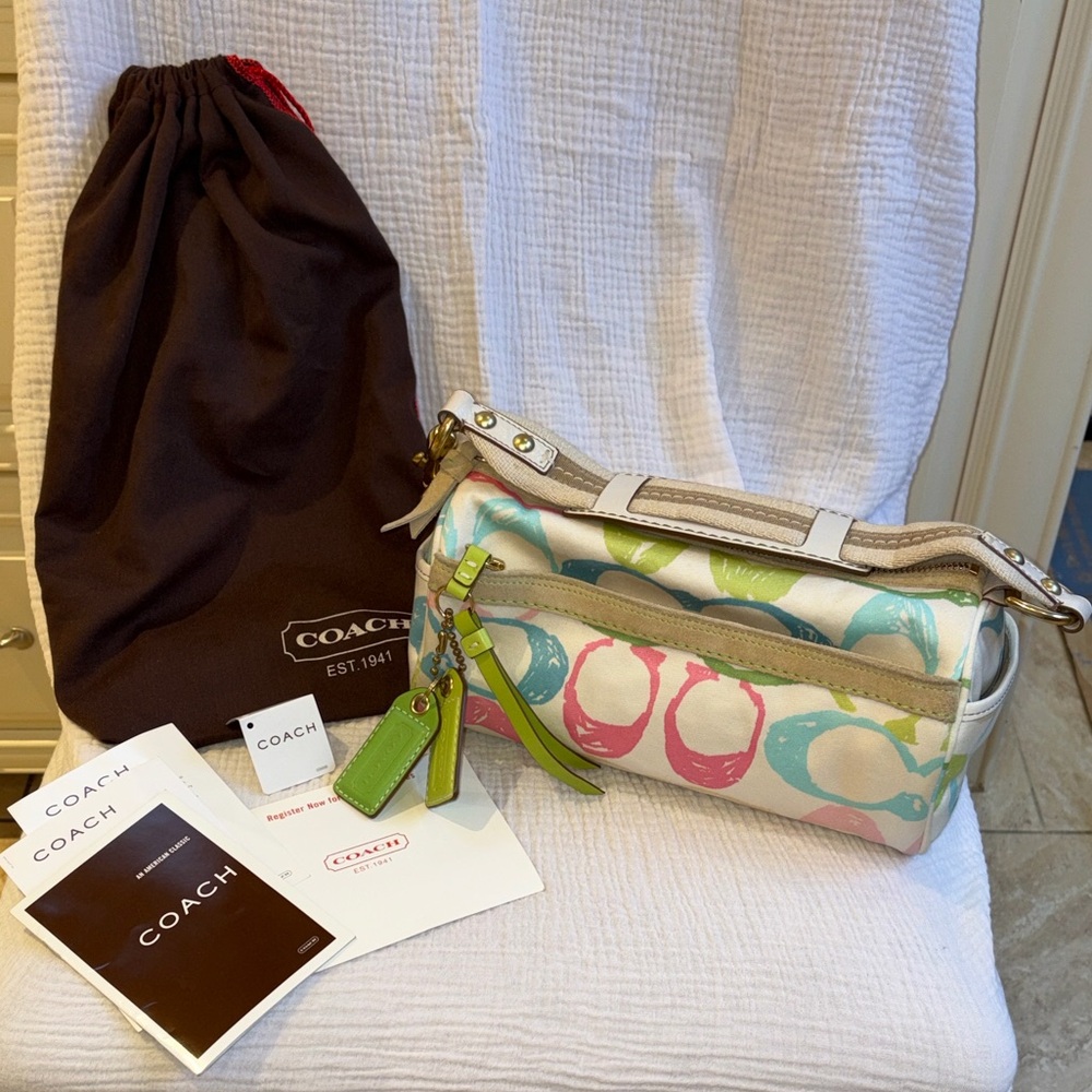 Vintage 2004 COACH Scribble Demi Roll Barrel Bag